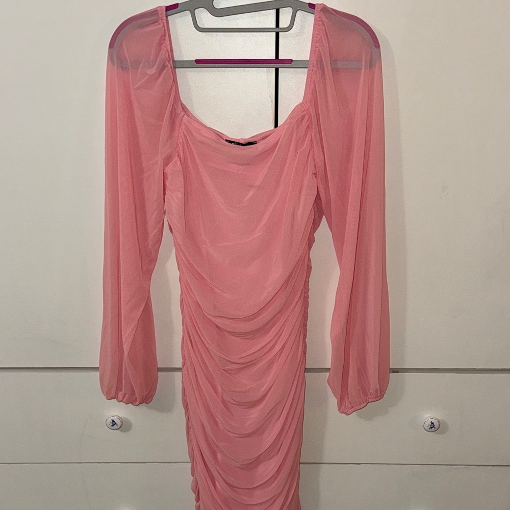 Elegant Pink Ruched Dress